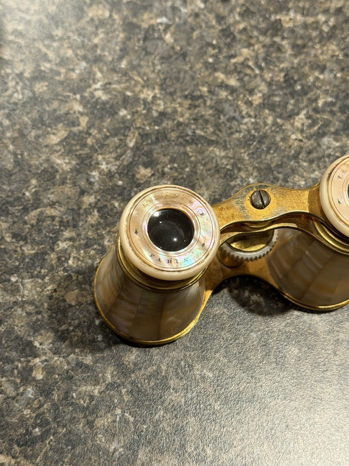 Antique Lemaire Opera Glasses Mother of Pearl Brass French Theater Binoculars1