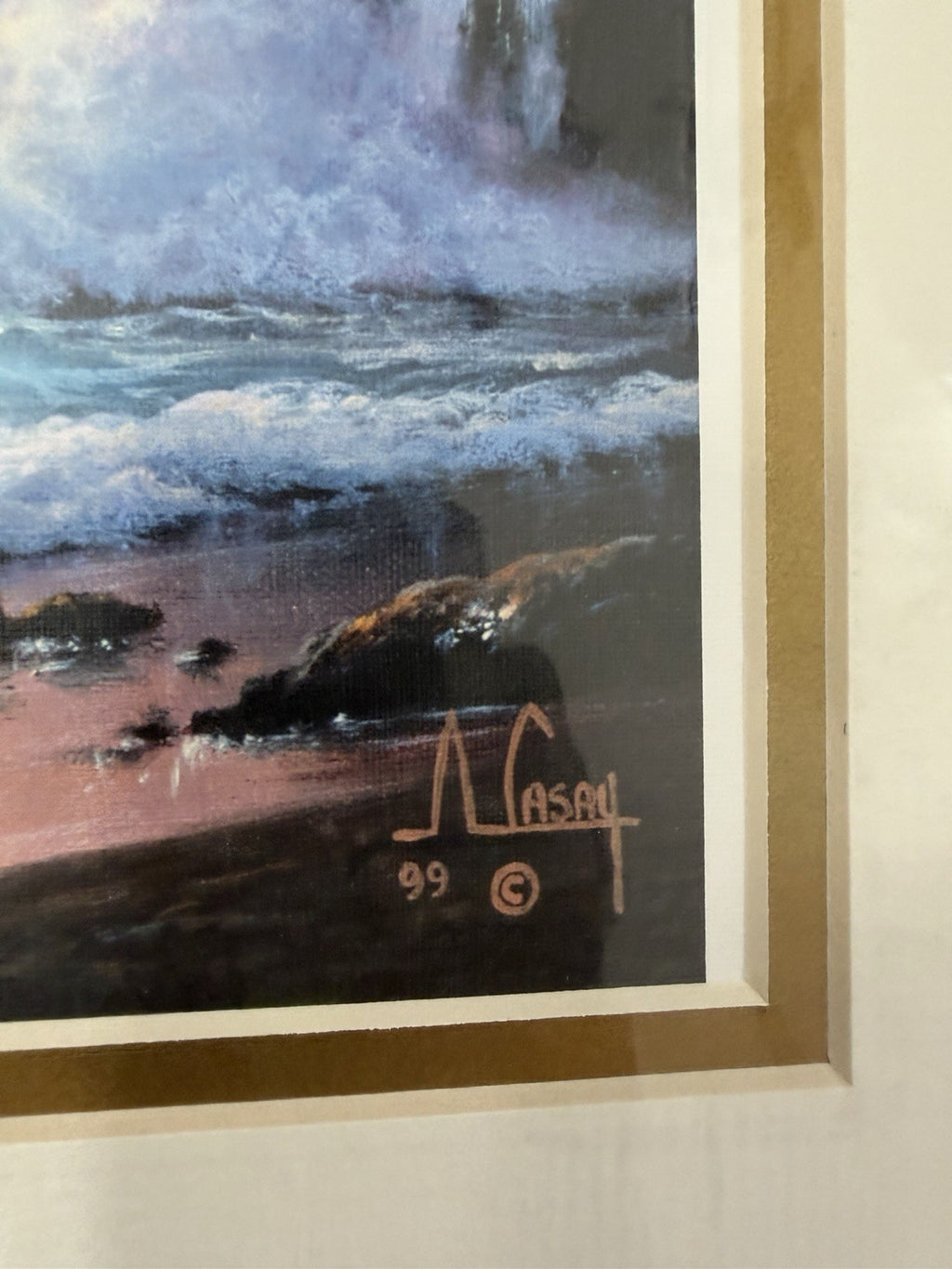 Vintage 1997 1999 Tropical Ocean Art Prints Pair Signed Unidentified Artist4