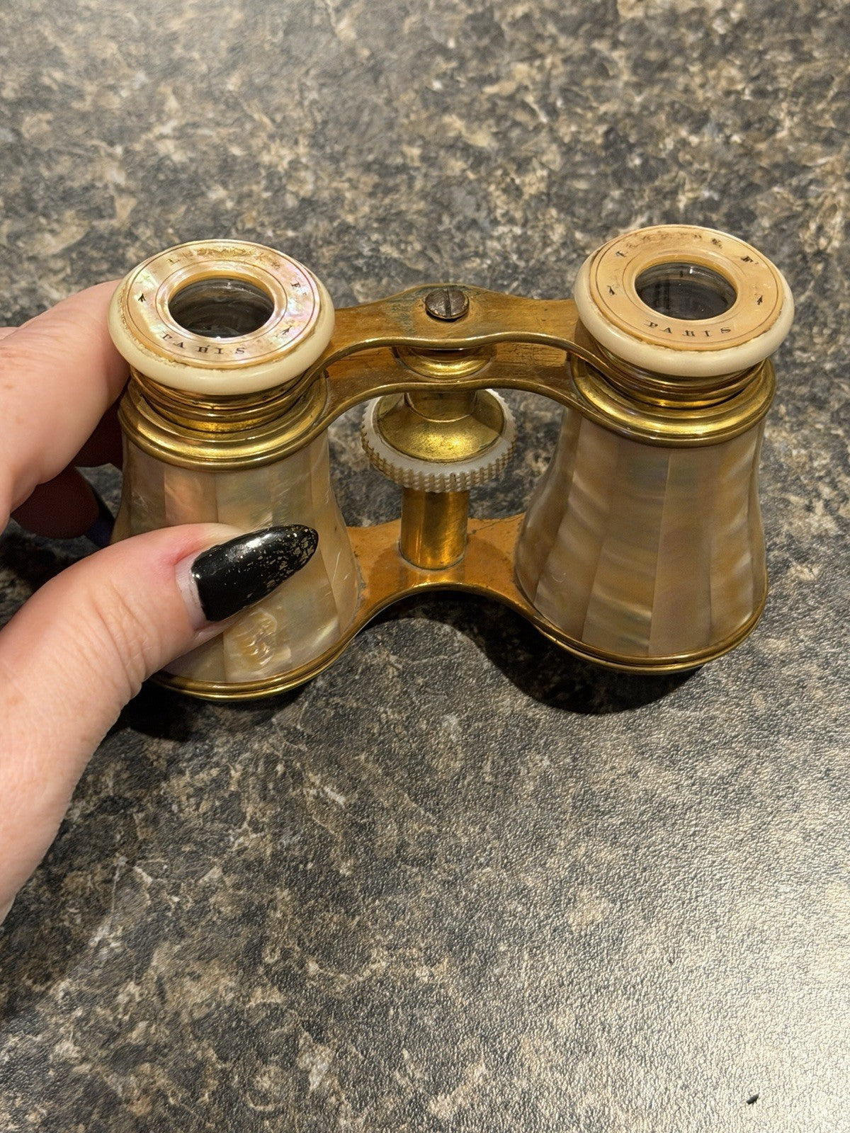 Antique Lemaire Opera Glasses Mother of Pearl Brass French Theater Binoculars8