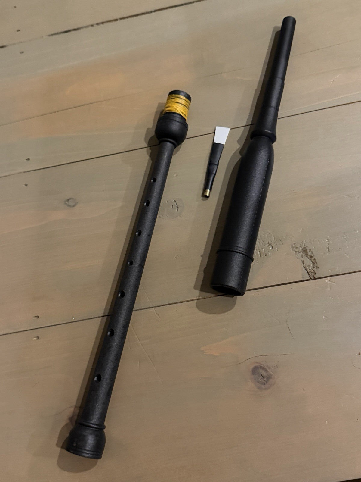 Vintage Bagpipe Practice Chanter Black Plastic Long Highland Pipes w/ Reed5