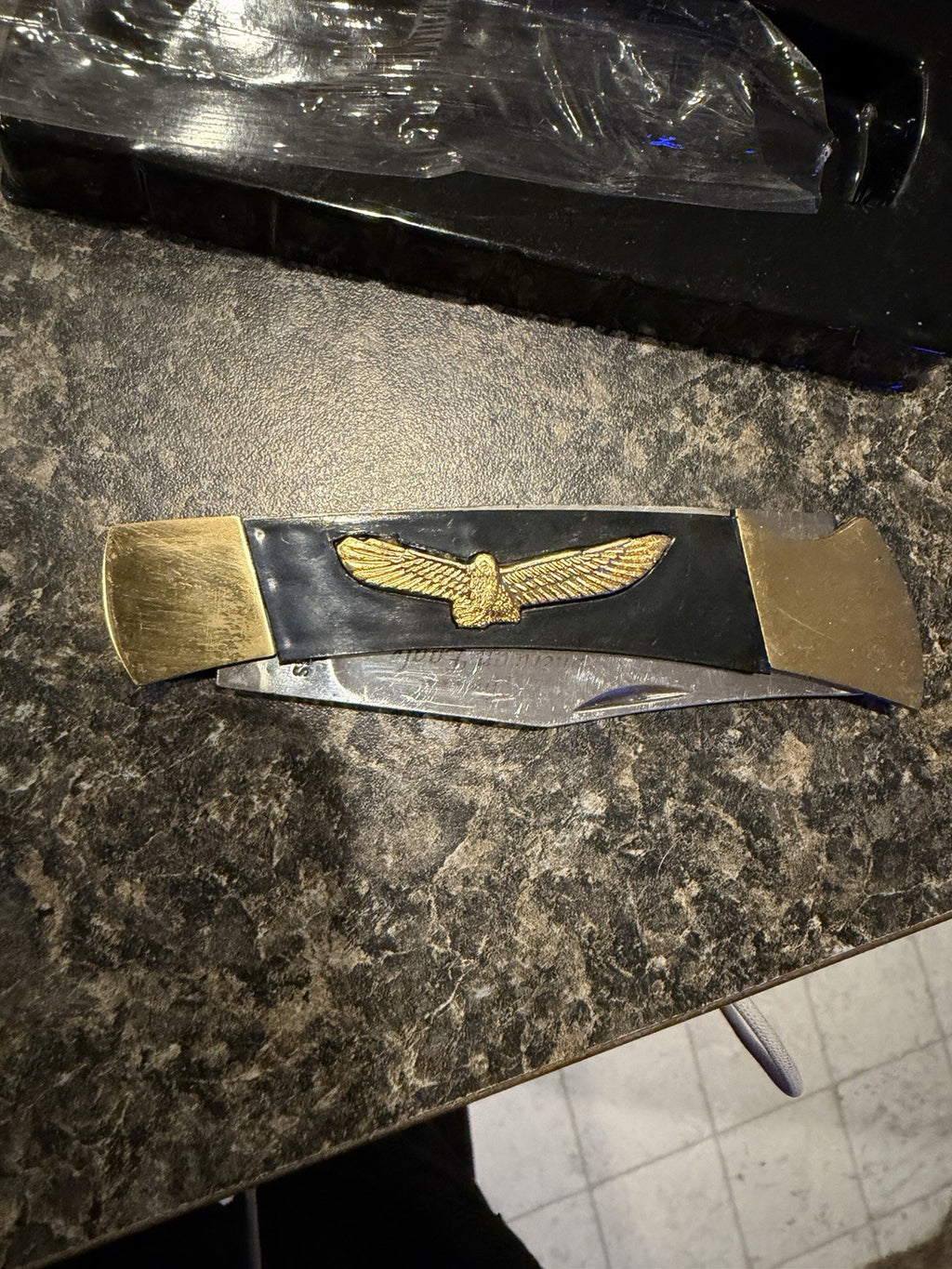 American Eagle Sports Knife Folding Pocket Knife Bald Eagle Gold Tone in Box5