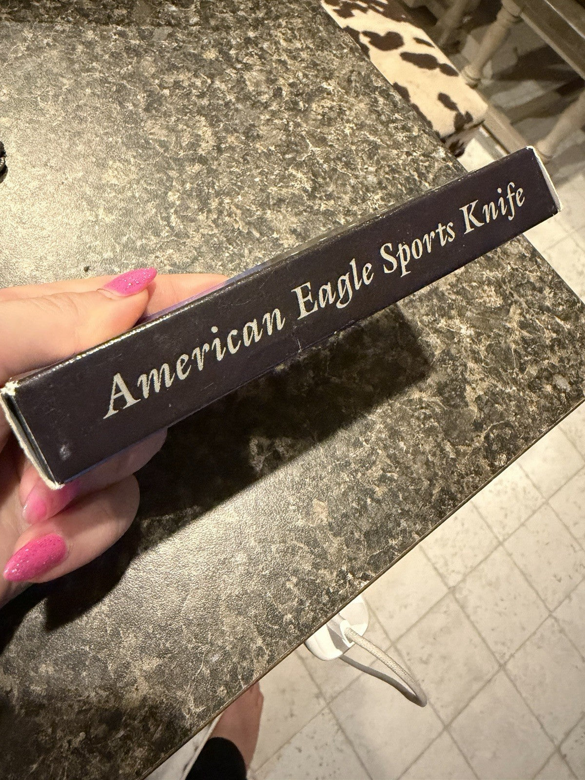American Eagle Sports Knife Folding Pocket Knife Bald Eagle Gold Tone in Box1
