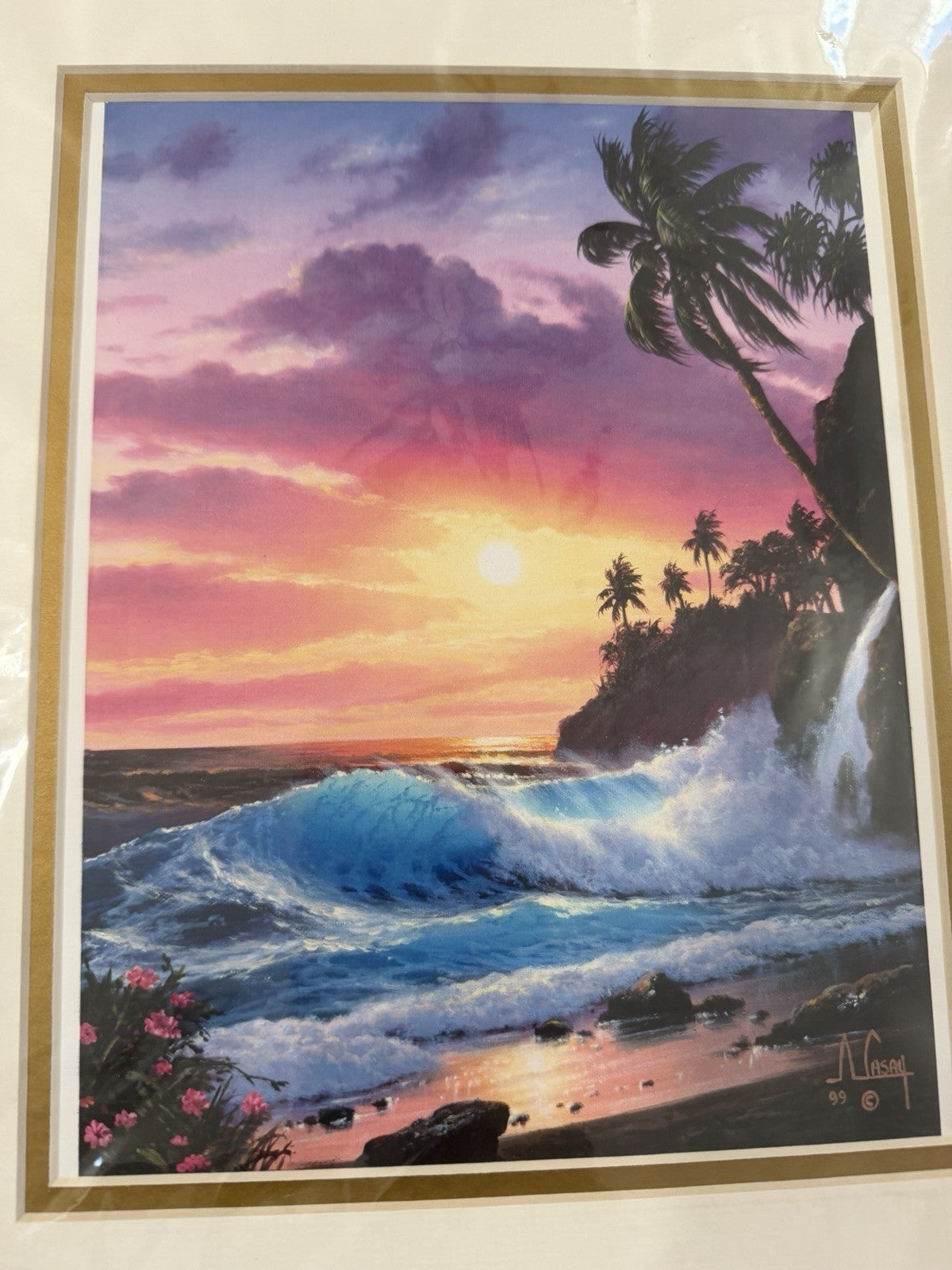 Vintage 1997 1999 Tropical Ocean Art Prints Pair Signed Unidentified Artist1