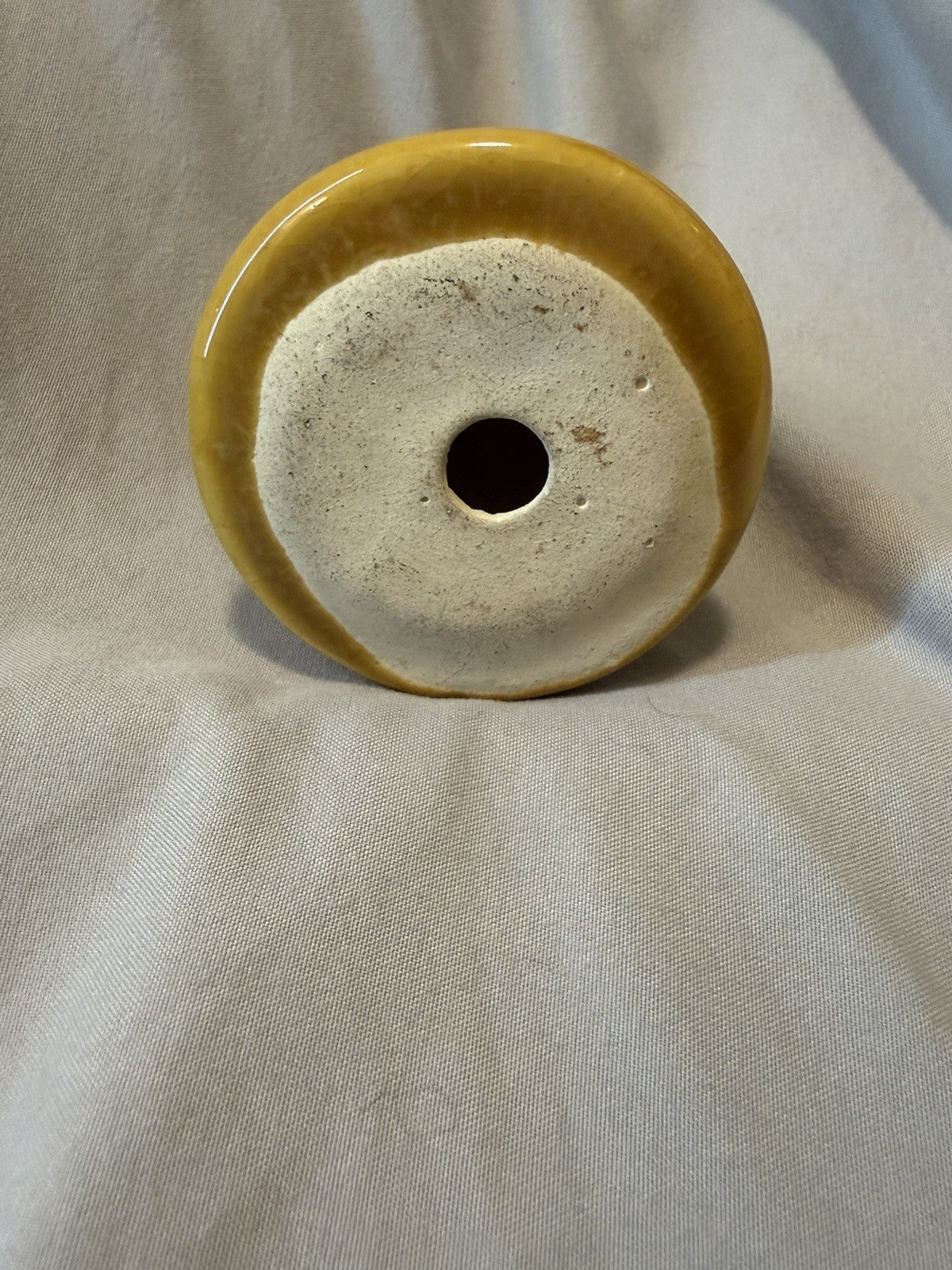 Yellow Glossy Glazed Ceramic Bell with Handle, 3 in Height x 2 in Length3