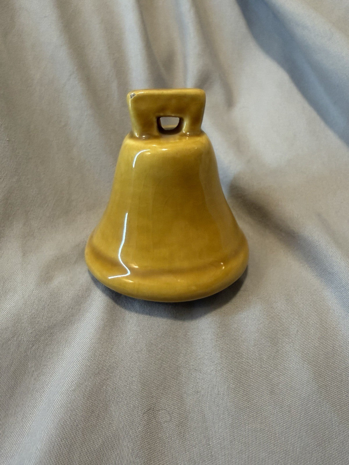 Yellow Glossy Glazed Ceramic Bell with Handle, 3 in Height x 2 in Length1