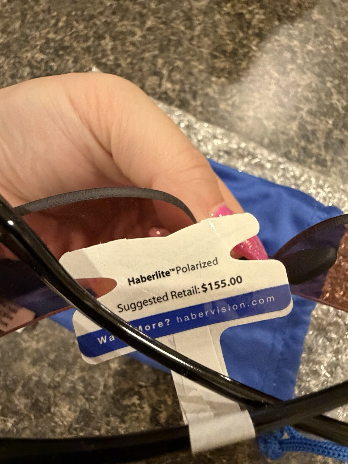 Haber Corsica 501 Men's Rimless Rectangle Sunglasses Black Frame Blue Mirror3