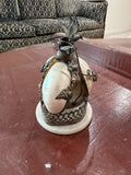 Antique 19th French Rare Bronze & Mother-Of-Pearl Shells Dove Bell 0