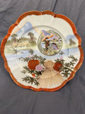 Antique Japanese Kutani Plate Geisha Scene Mt Fuji Hand Painted 8.5” Fuku0