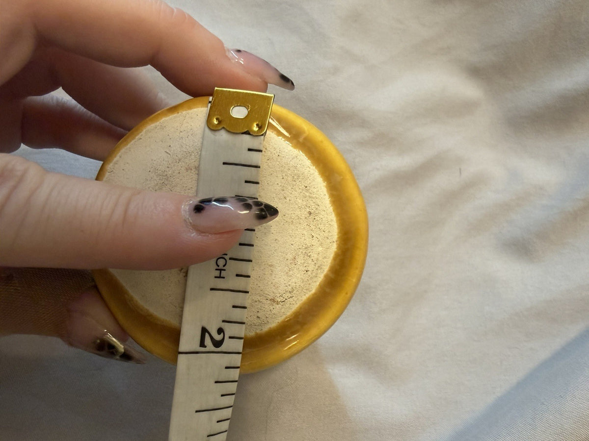 Yellow Glossy Glazed Ceramic Bell with Handle, 3 in Height x 2 in Length7