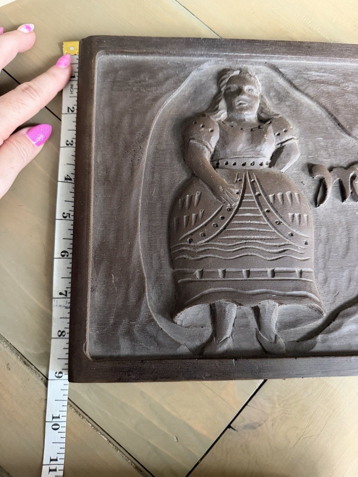 Vintage Virgo Zodiac Carved Wood Wall Plaque Relief MCM Astrology Maiden 9”5