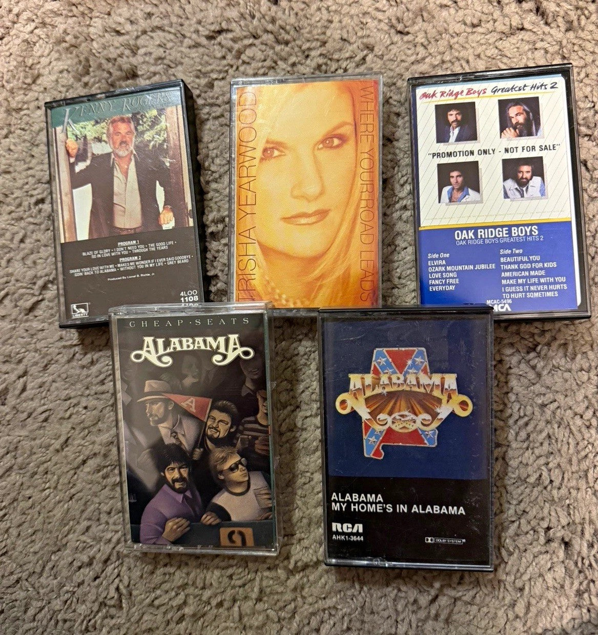 Vintage Cassette Tape Lot Alabama Trisha Yearwood Oak Ridge Boys Kenny Rogers0