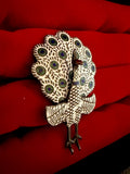 Siam Sterling Silver Enamel Peacock Brooch 2 Inch Blue Green Moveable Tail 0