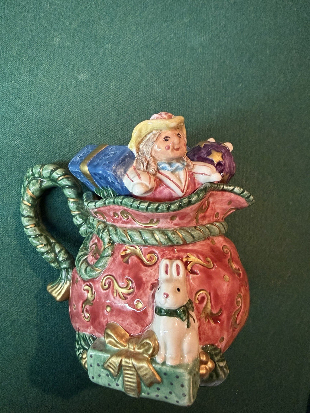 Fitz & Floyd Christmas Figural Pitcher Toy Sack Rabbit Hedgehog Gifts3