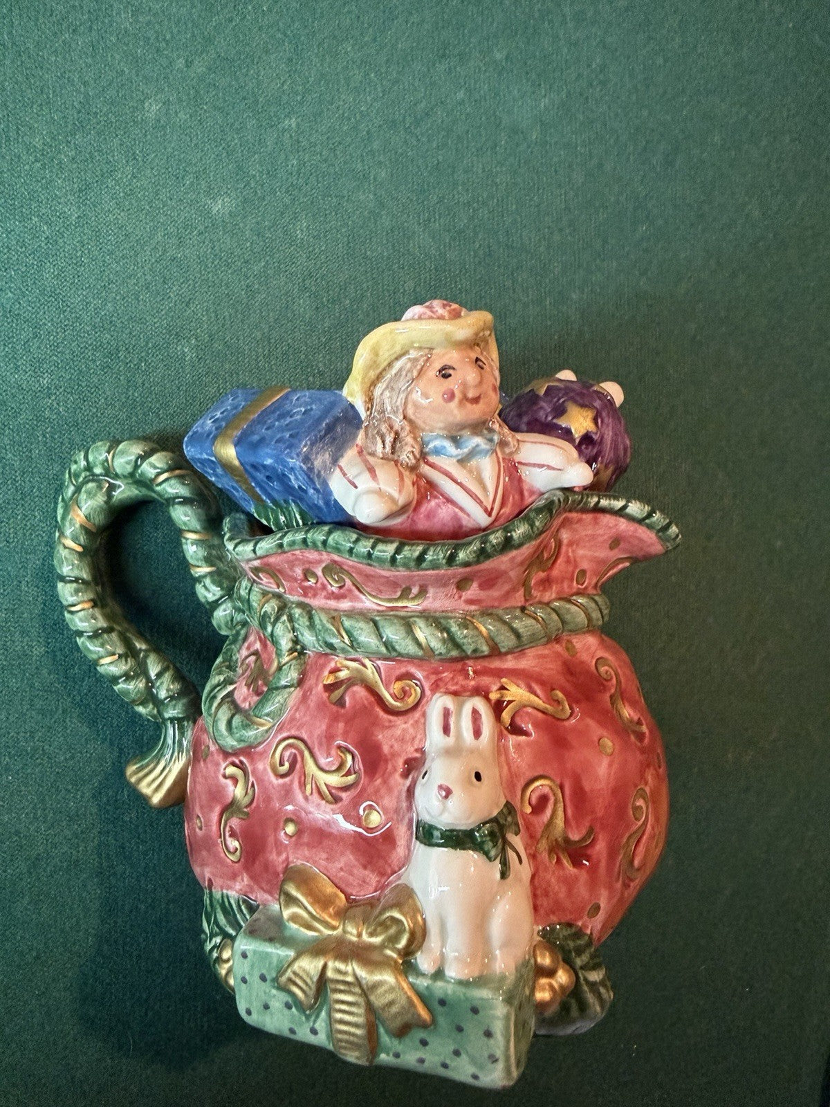 Fitz & Floyd Christmas Figural Pitcher Toy Sack Rabbit Hedgehog Gifts3