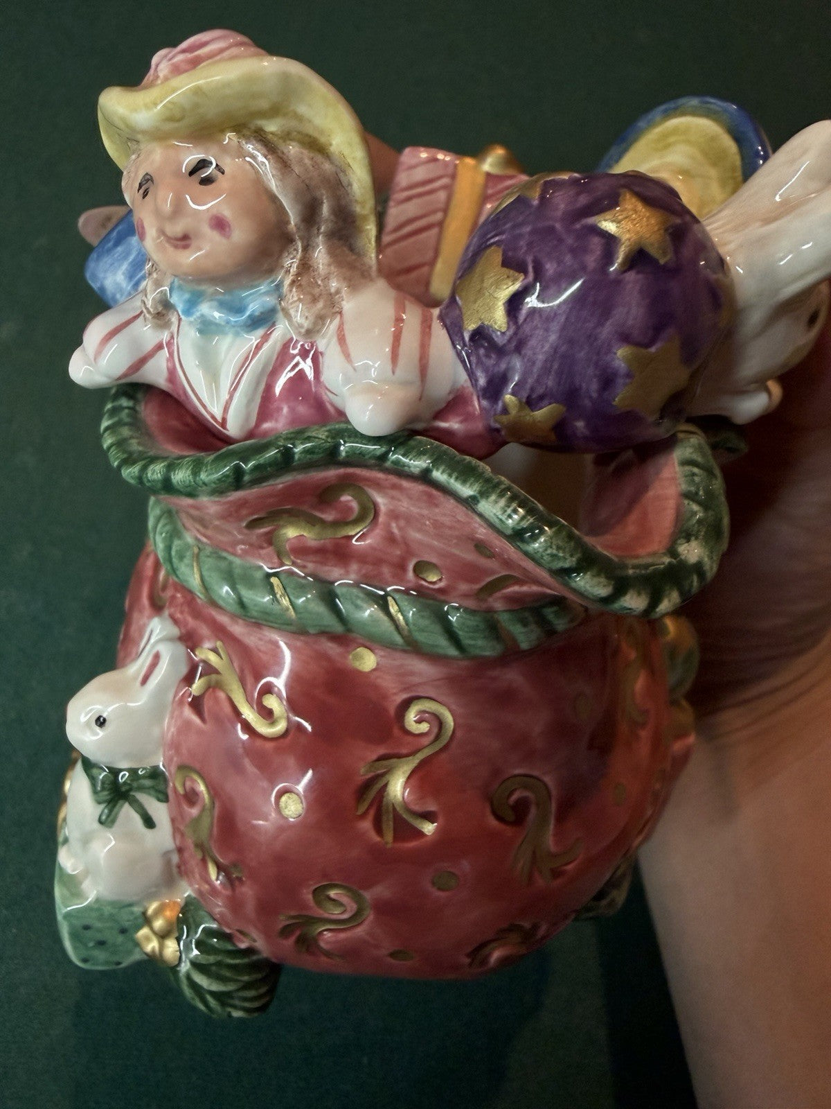 Fitz & Floyd Christmas Figural Pitcher Toy Sack Rabbit Hedgehog Gifts4