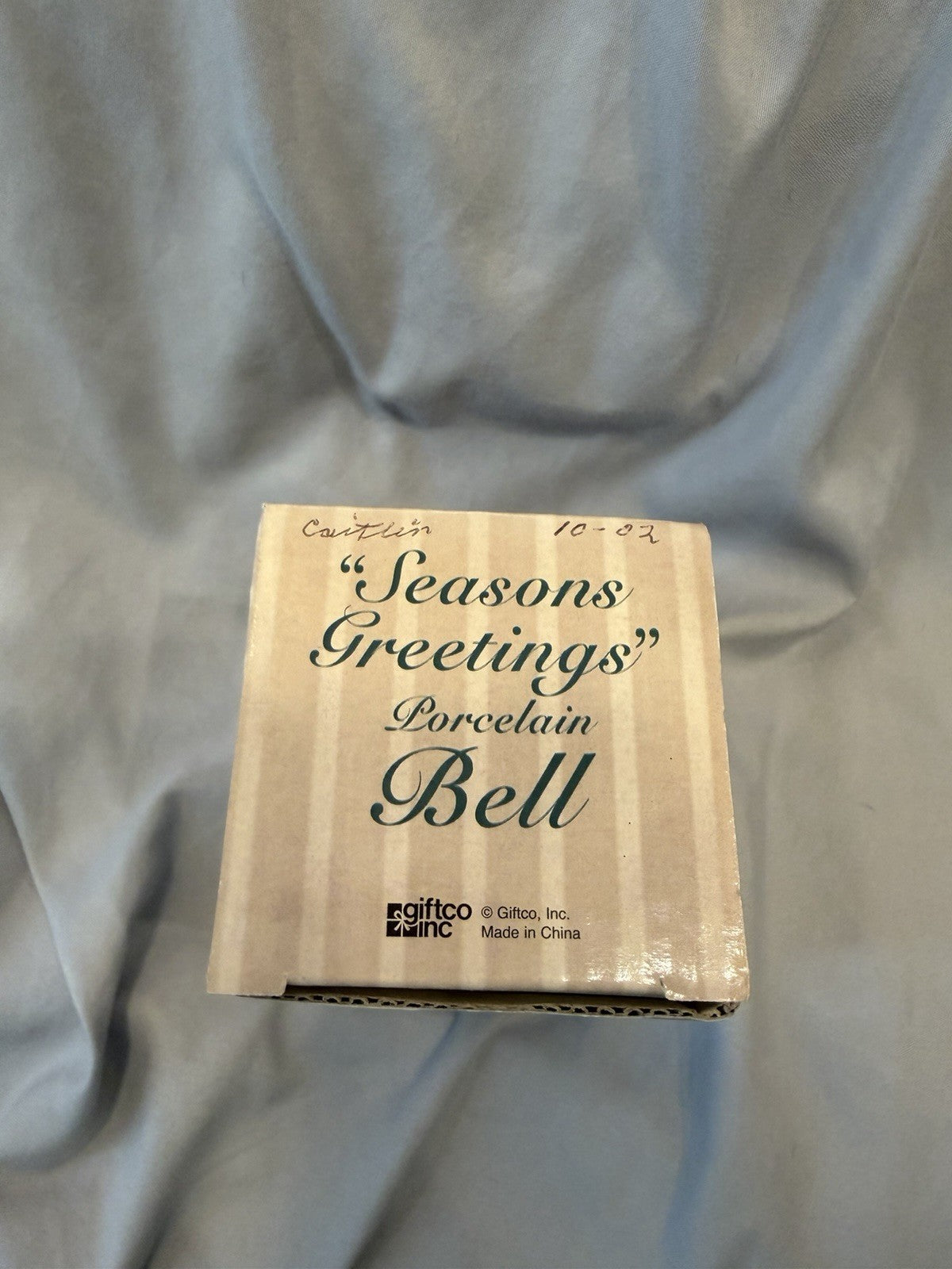 Susan Zulauf Gold Trimmed Porcelain Bell Christmas Tree Figurine w Box NEW2