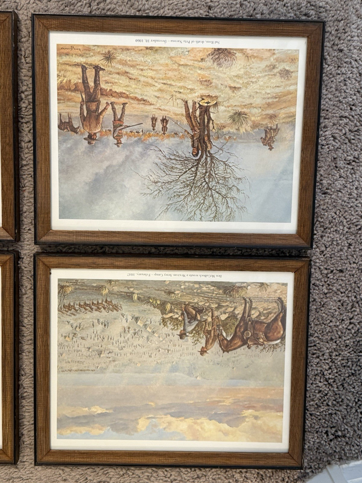 Set of 4 David Sanders 1969 Western Prints Cowboy Native American Art Vintage1