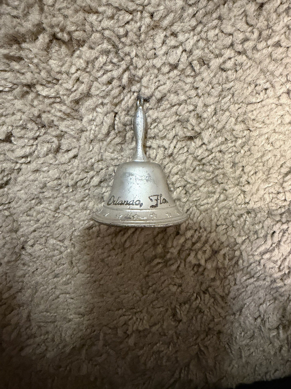 Orlando Florida Souvenir Small Metal Hand Bell With Handle Silver Tone Metallic3