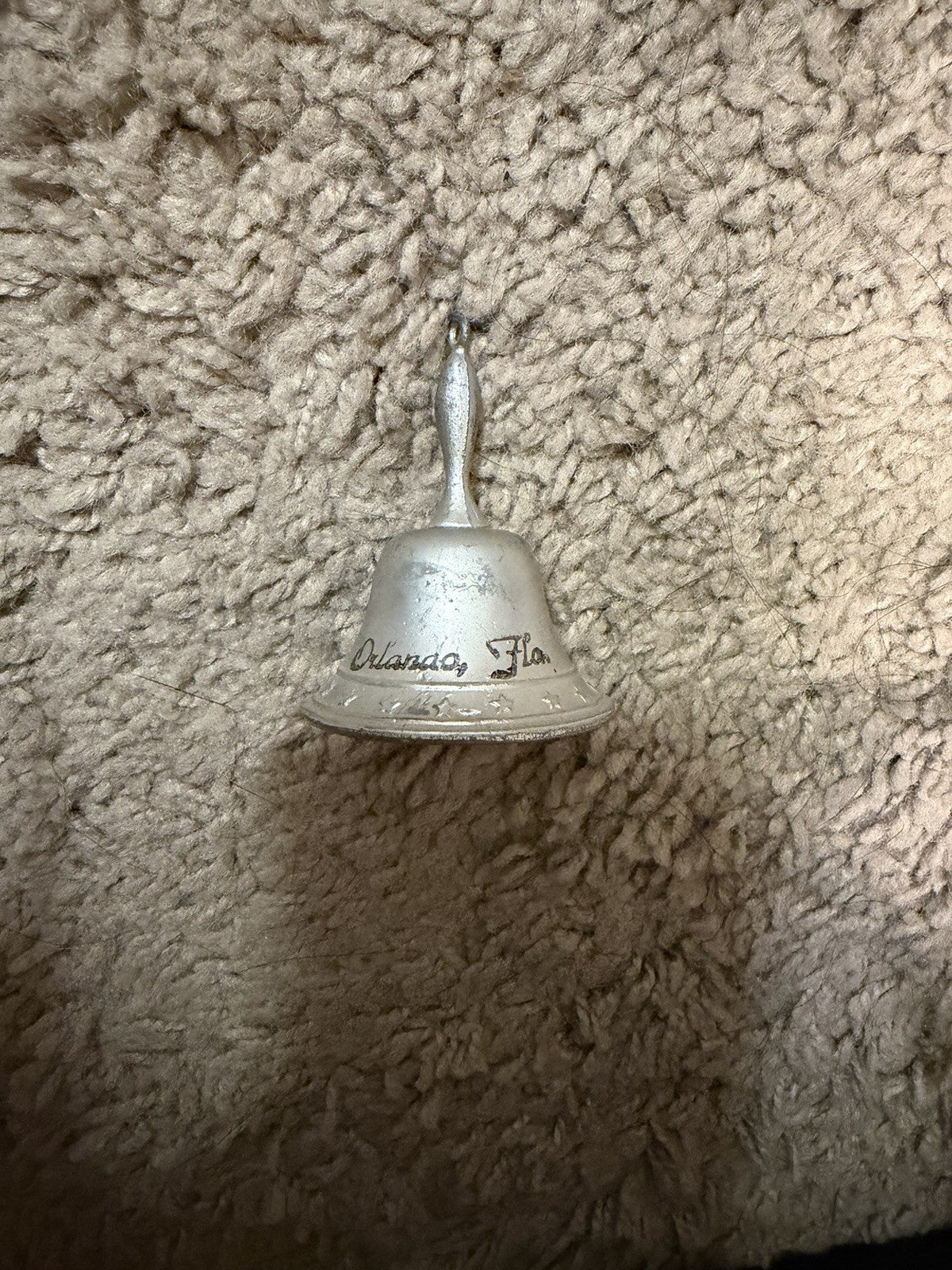 Orlando Florida Souvenir Small Metal Hand Bell With Handle Silver Tone Metallic3