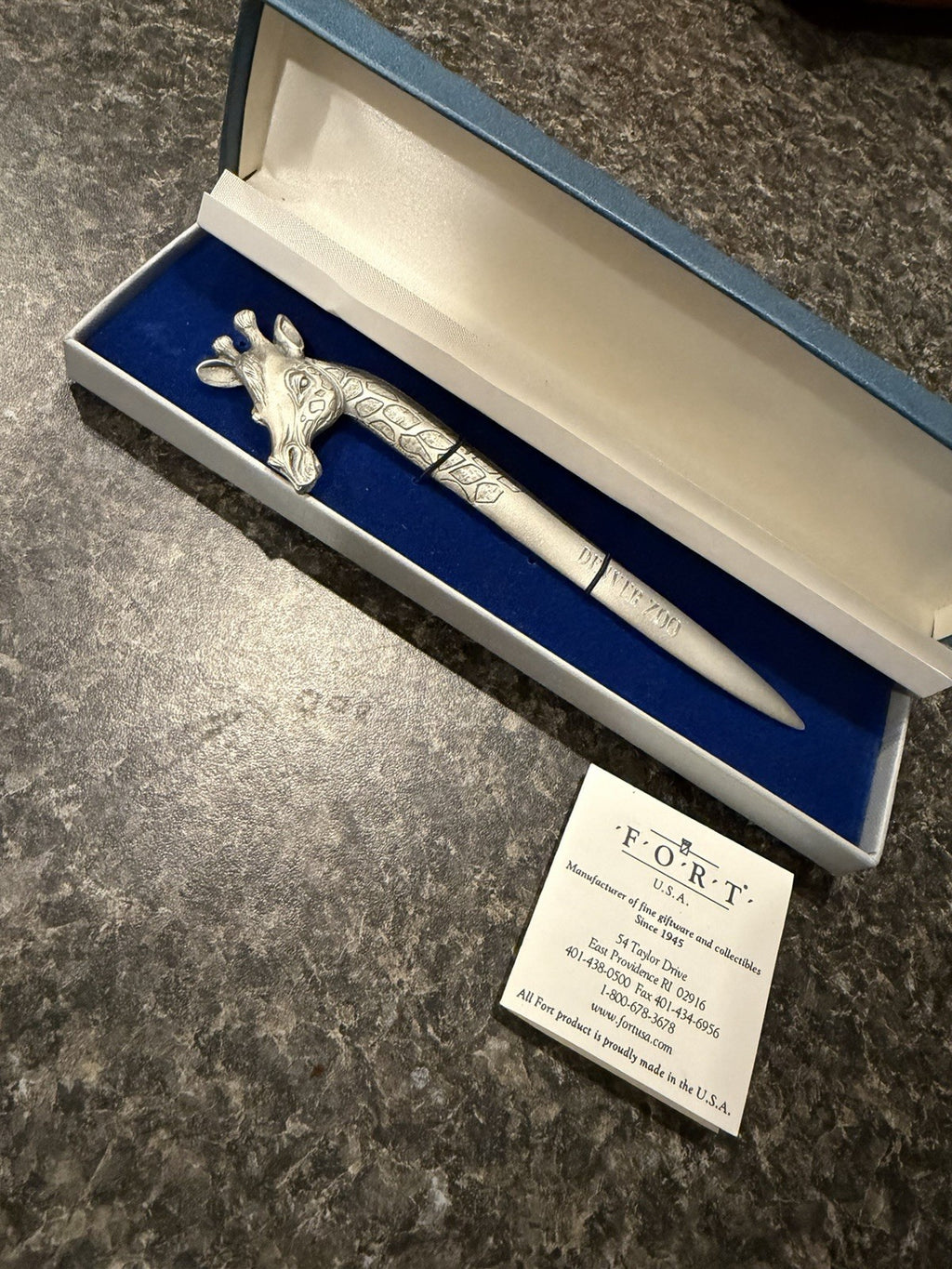 Vintage FORT U.S.A. Denver Zoo Giraffe Letter Opener – Original Box & Card1