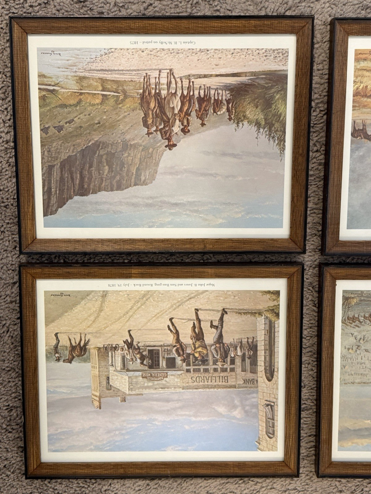 Set of 4 David Sanders 1969 Western Prints Cowboy Native American Art Vintage2