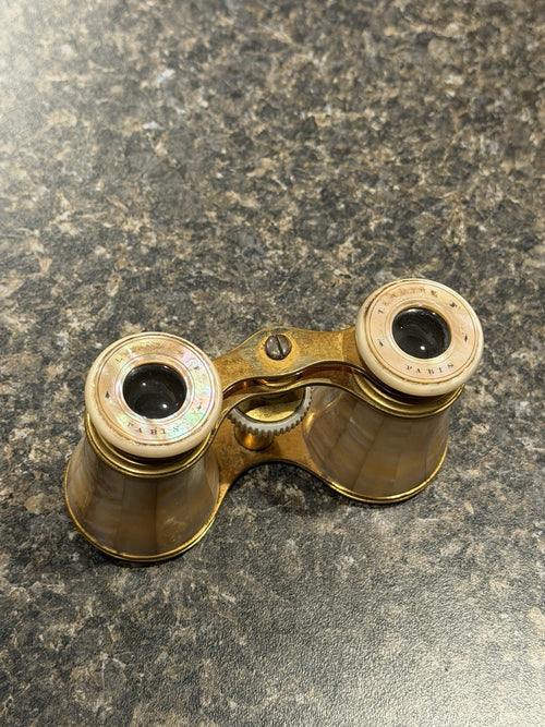Antique Lemaire Opera Glasses Mother of Pearl Brass French Theater Binoculars0