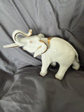 Vintage Limoges France Porcelain Elephant Figurine Gold Gilt Trunk Up Good Luck0