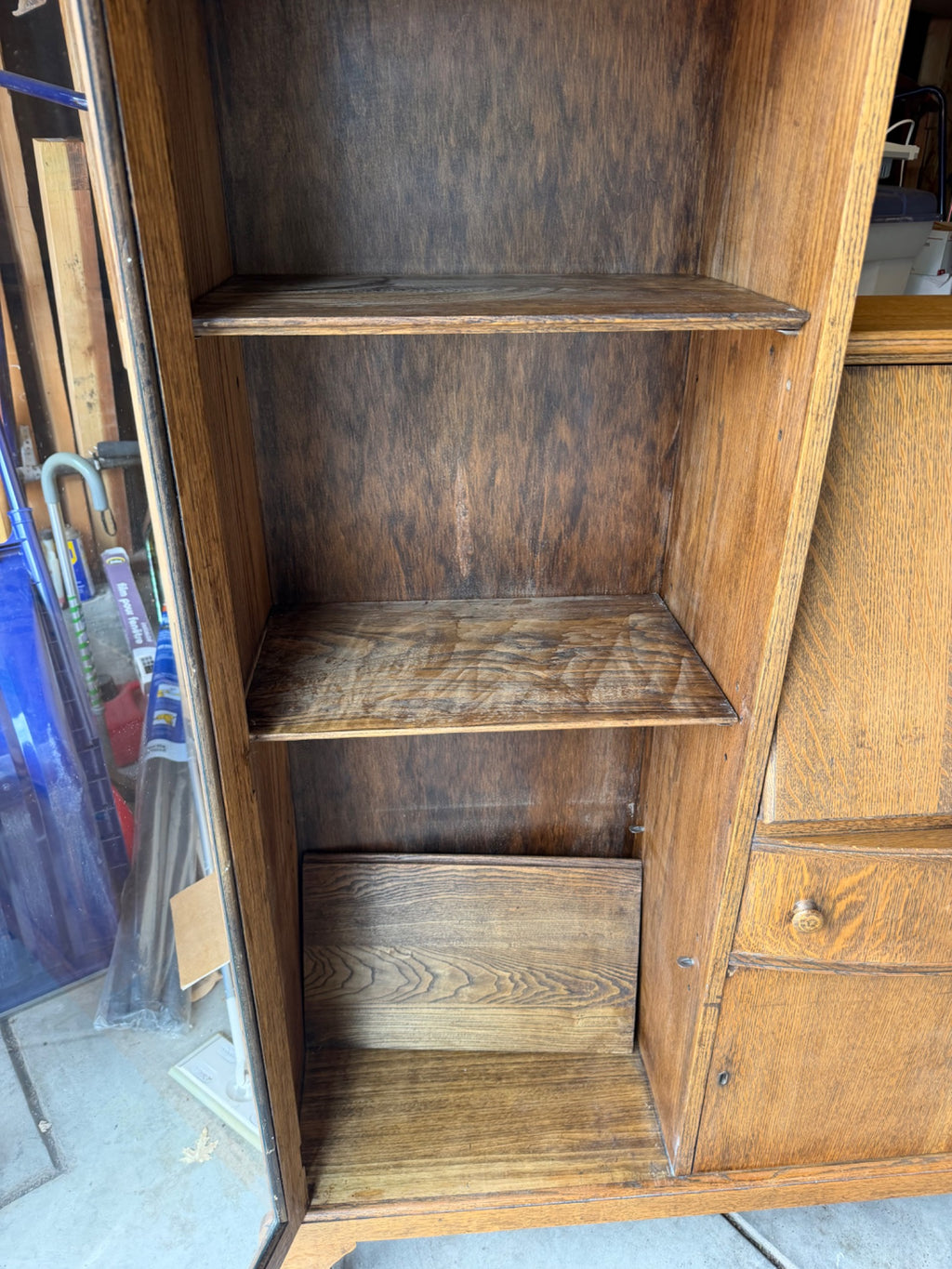 Interior oak display shelves