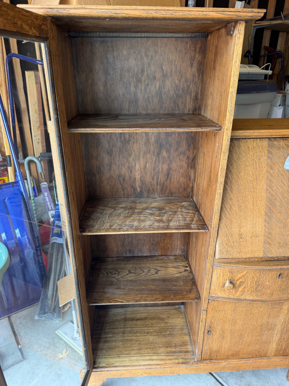Open glass door and interior shelves