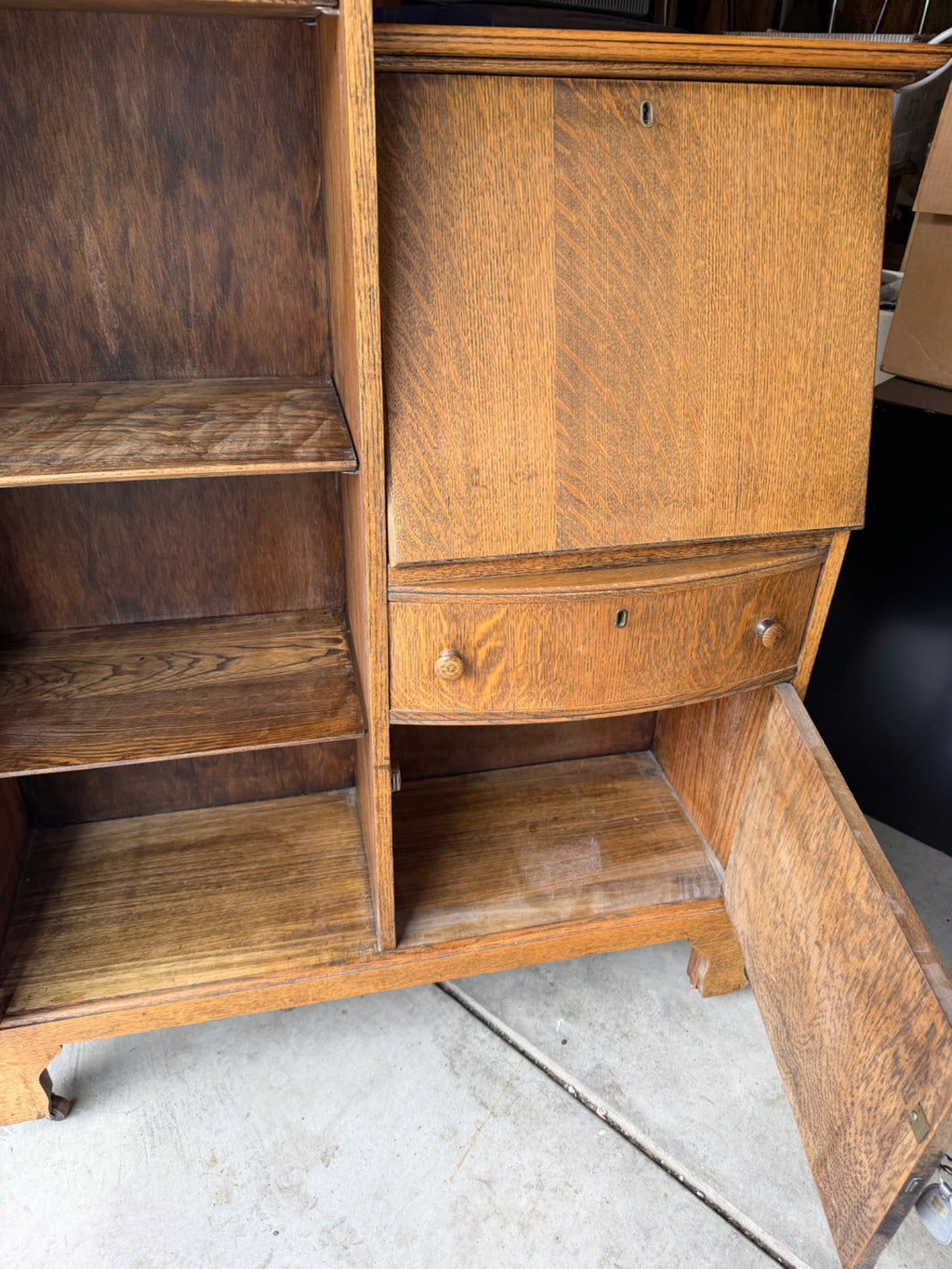 Open lower oak cabinet