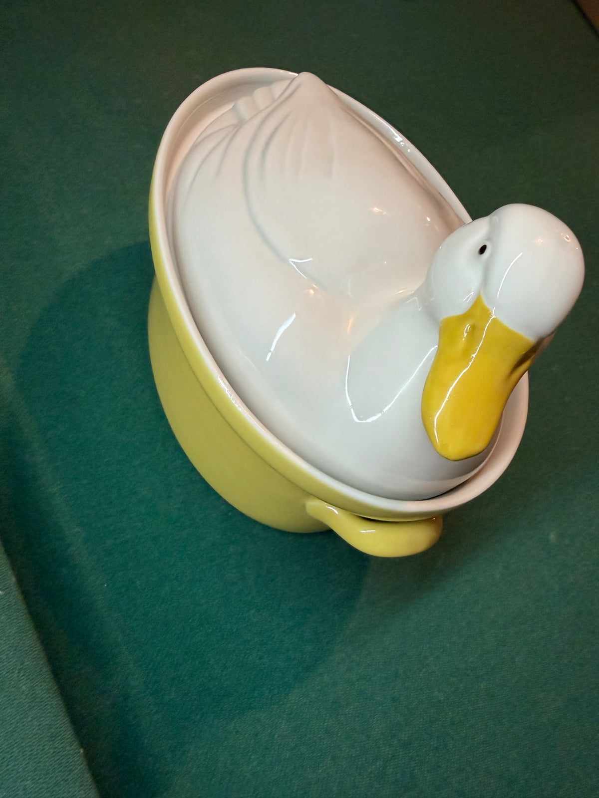 Carbone ceramic duck dish angled top view