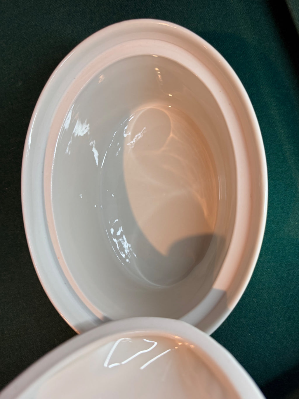 Carbone duck covered dish lid and base separated