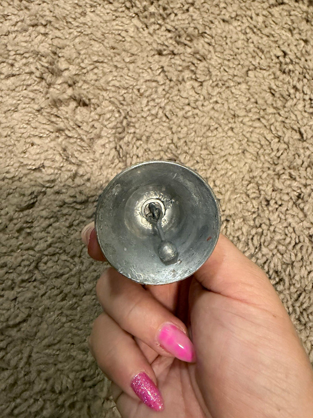 Orlando Florida Souvenir Small Metal Hand Bell With Handle Silver Tone Metallic1