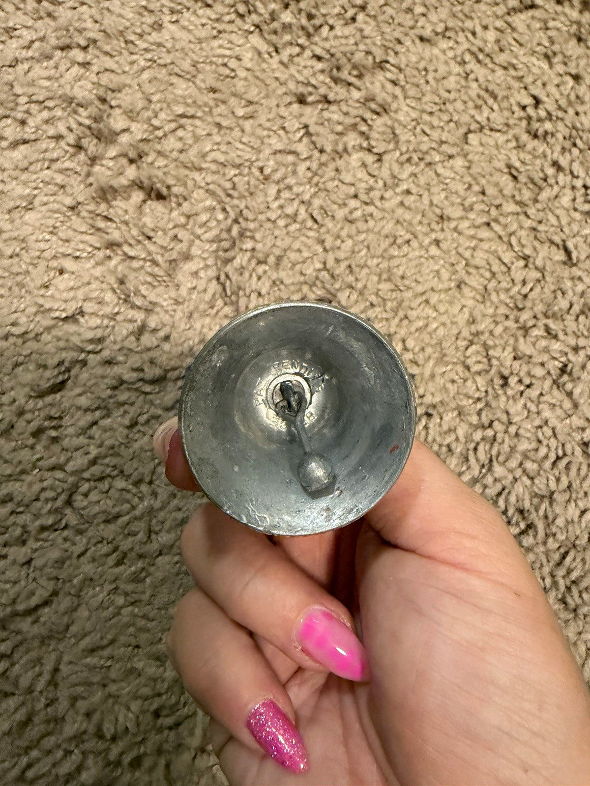 Orlando Florida Souvenir Small Metal Hand Bell With Handle Silver Tone Metallic1