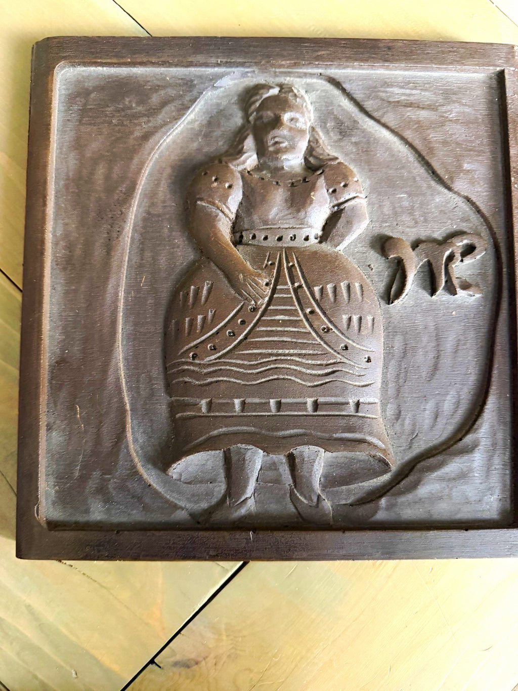 Vintage Virgo Zodiac Carved Wood Wall Plaque Relief MCM Astrology Maiden 9”0