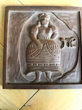 Vintage Virgo Zodiac Carved Wood Wall Plaque Relief MCM Astrology Maiden 9”0