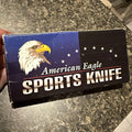 American Eagle Sports Knife Folding Pocket Knife Bald Eagle Gold Tone in Box0