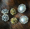 Vintage Faux Pearl Clip-On Earrings Lot 3 Pairs Cluster Cabochon Gold Silver0